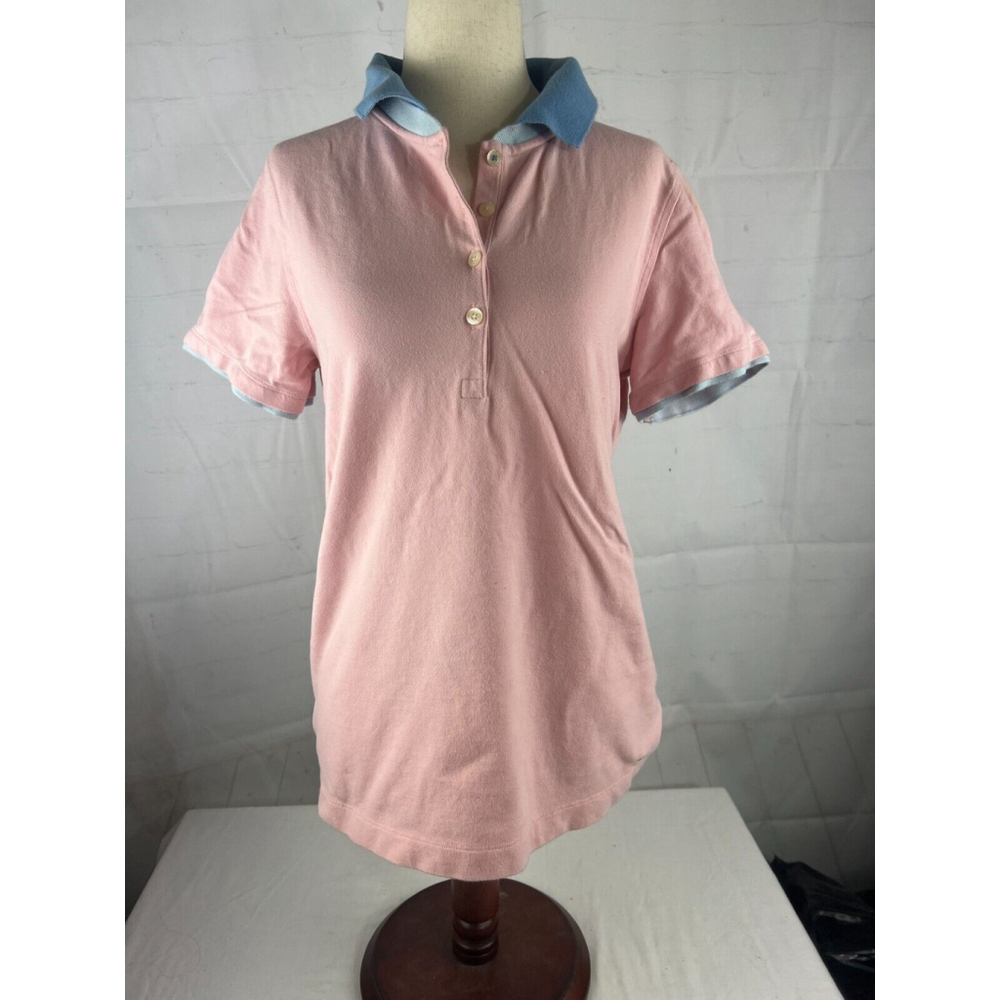 Women’s Tommy Hilfiger Slim Fit Short Sleeve Golf Polo Shirt Size Large Pink EUC